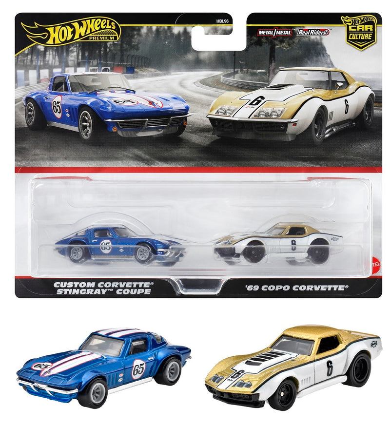 【预售】Hot Wheels风火轮    premium  两台组合 '69 COPO  Corvette/ custom corvette "
stingray" Coupe  《mattel》【※同梱不可】