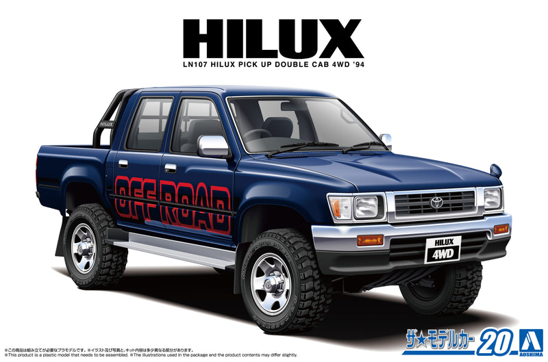 【Pre-Order】The Model Car No.20 Toyota LN107 Hilux Pickup Double Cab 4WD '94 1/24 Scale Plastic Model (Resale) <Aoshima> [*Cannot be bundled]