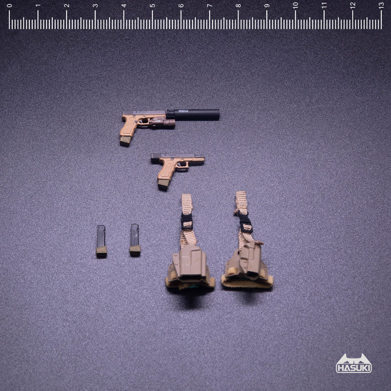 【Pre-Order/Reservations Suspended] 】WM-01A 1/12 Scale Glock17 Equipment Set (Khaki) <HASUKI>