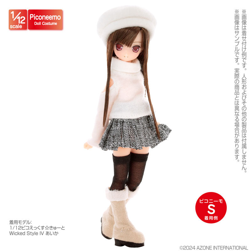 【Pre-Order】1/12 ふわふわニット＆スカートset～Winter date～ ホワイト×グレー (ドール用)《アゾンインターナショナル》【※同梱不可】