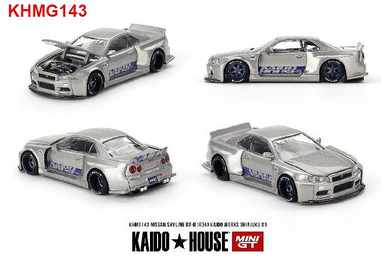 【Pre-Order★SALE】1/64 Nissan Skyline GT-R R34 Kaido Works SHINJUKU V1 (right-hand drive) <KAIDO HOUSE x MINI GT>