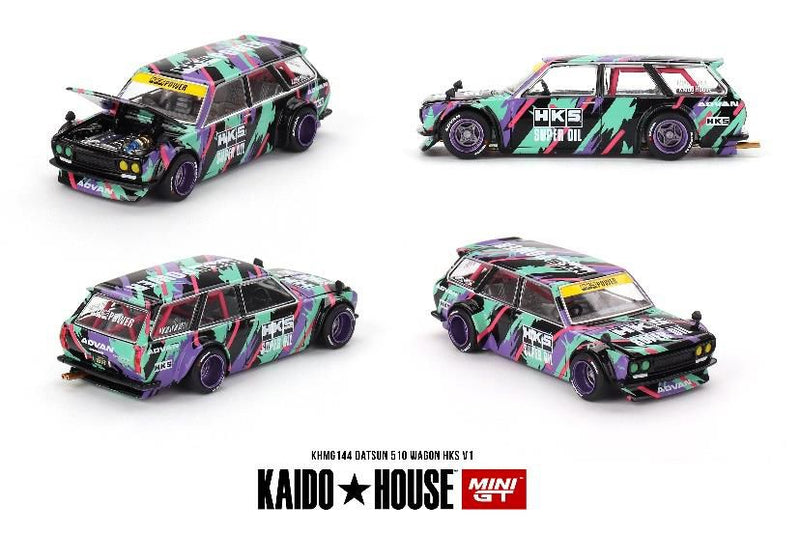 【Pre-Order★SALE】1/64 ダットサン ストリート 510 ワゴン HKS V1(右ハンドル)《KAIDO HOUSE x MINI GT》