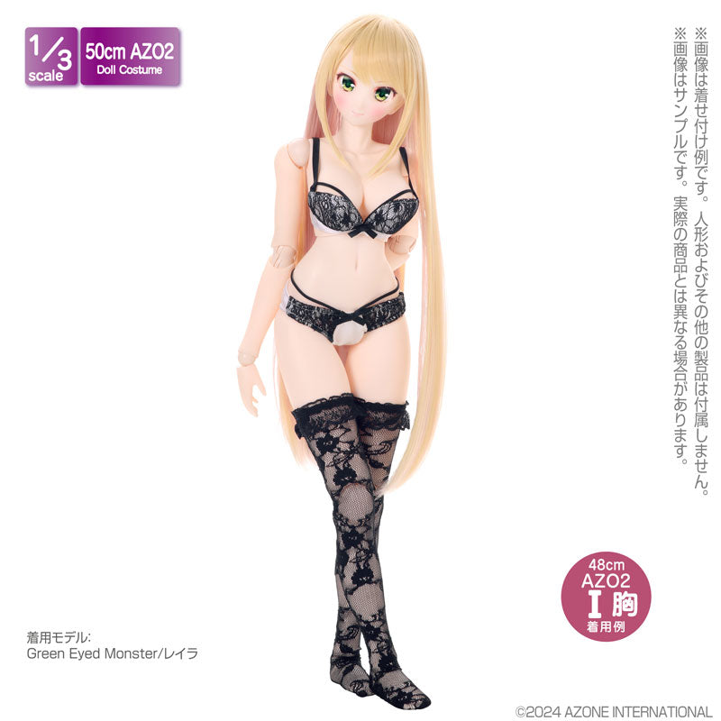 【Pre-Order】1/3スケール用 AZO2 レーシィニーハイストッキング ブラック (ドール用)《アゾン》【※同梱不可】