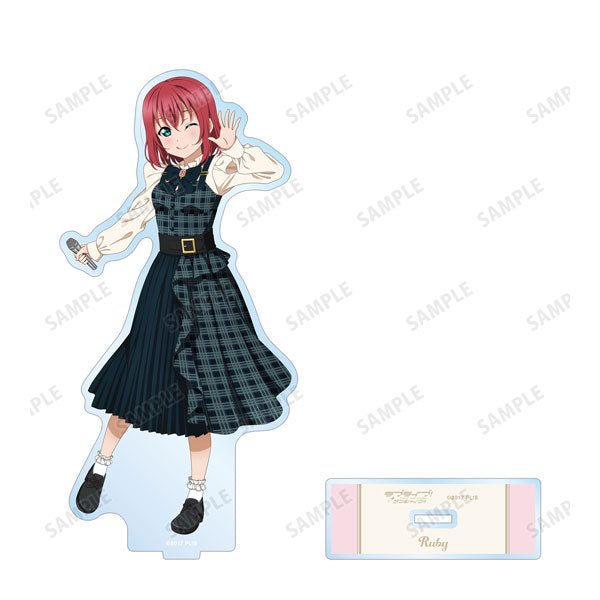 【Pre-Order】"Love Live! Sunshine!!" Original Illustration  Ruby Kurosawa Check Dress Costume Ver. BIG Acrylic Stand <Almabianca> [*Cannot be bundled]