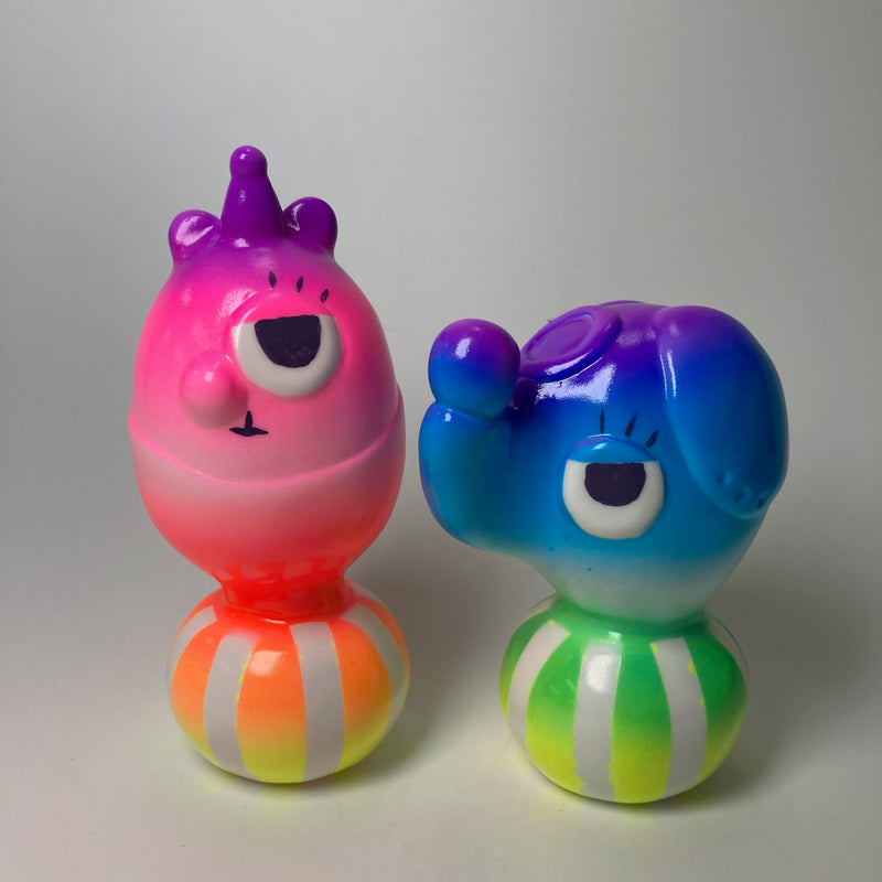 TOY AND MARY×Toy's King THE ROLY-POLY RIDERS Pasha and Mignac set Rainbow Gradation Sofubi / Sofvi
